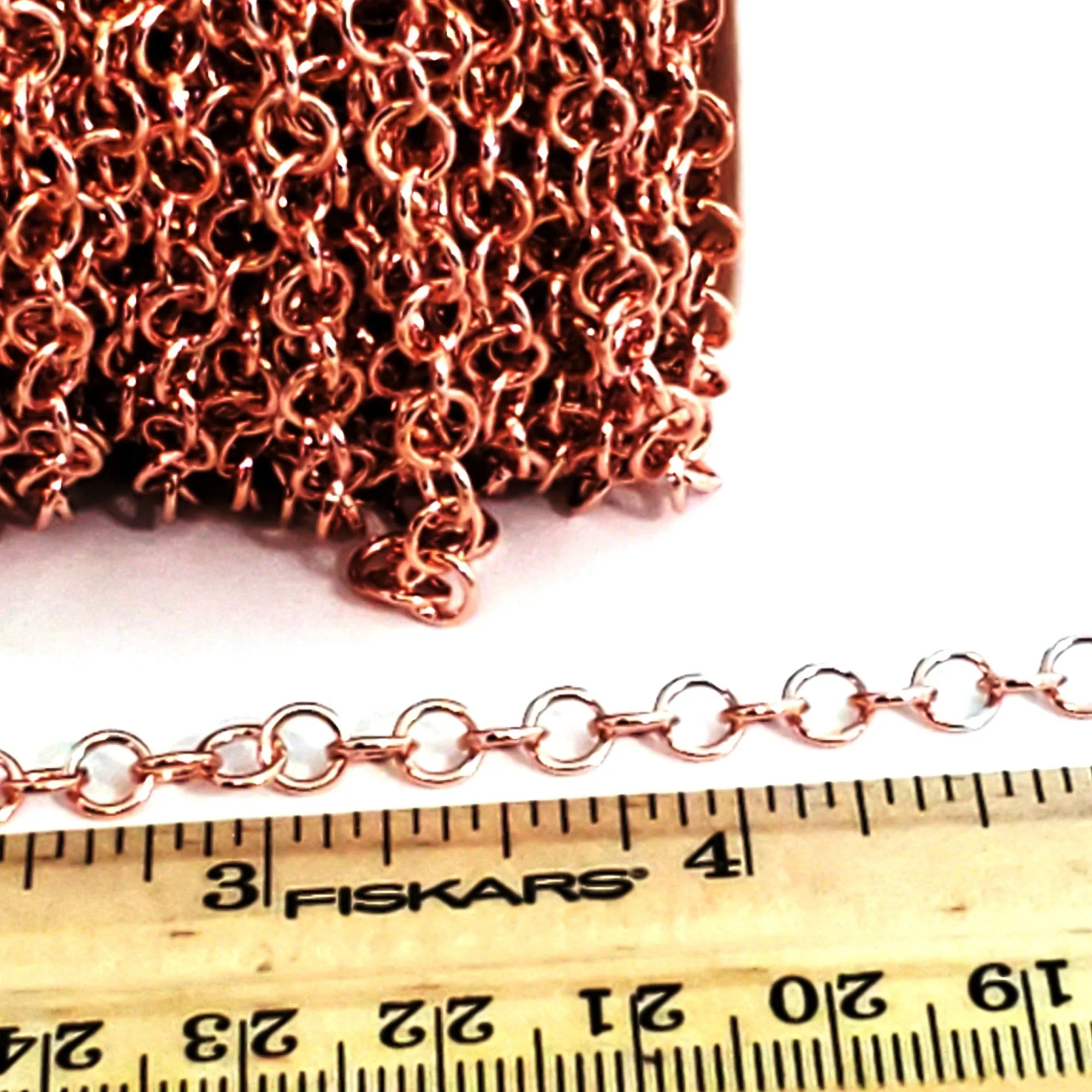 Rose Gold Stainless Chain, Round 5x0.8mm Open Links, 20 Meters on a Spool, #1940 RG