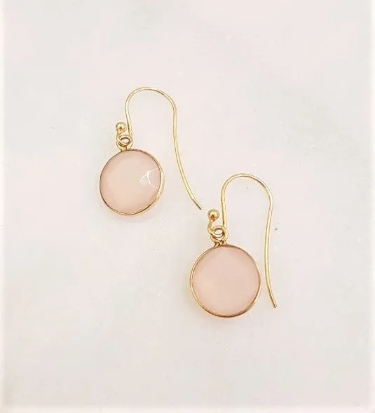 Rose Quartz  Single Drop Hook Earrings