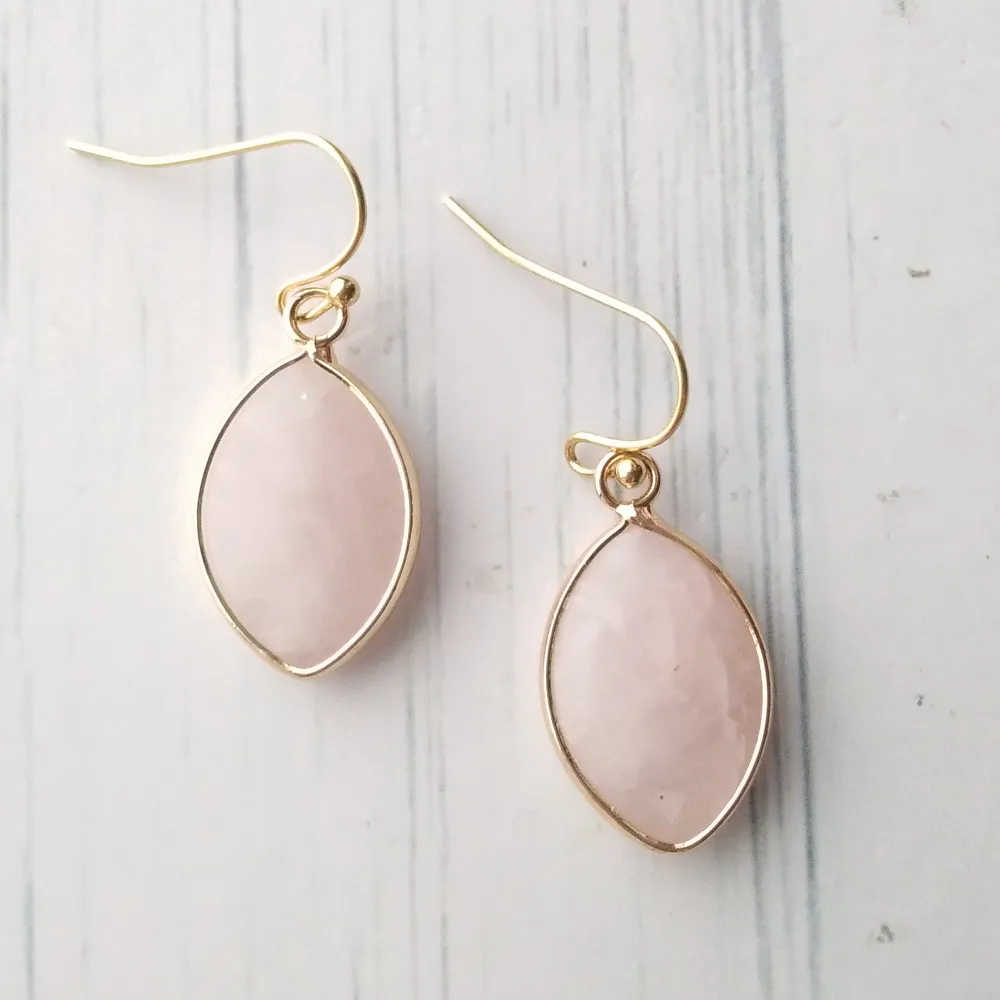 Rose Quartz  Single Drop Hook Earrings