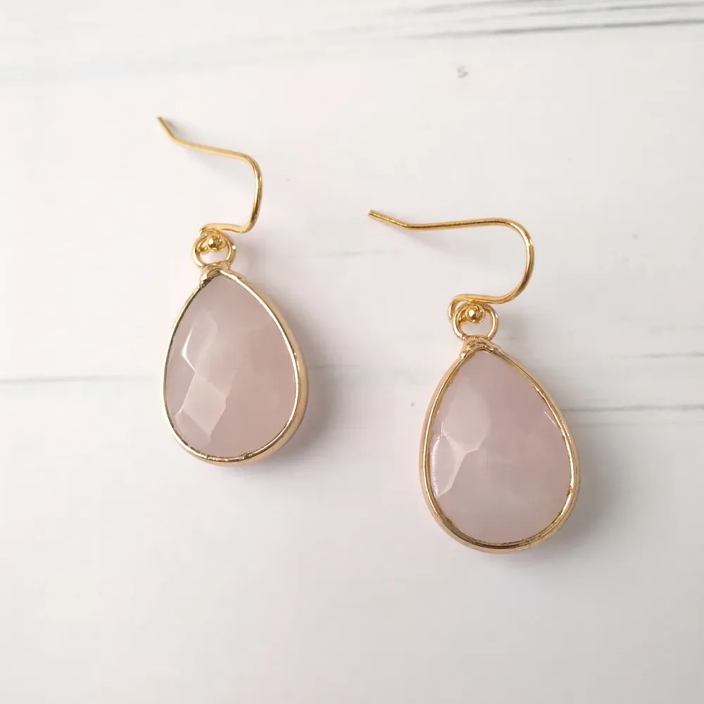 Rose Quartz  Single Drop Hook Earrings