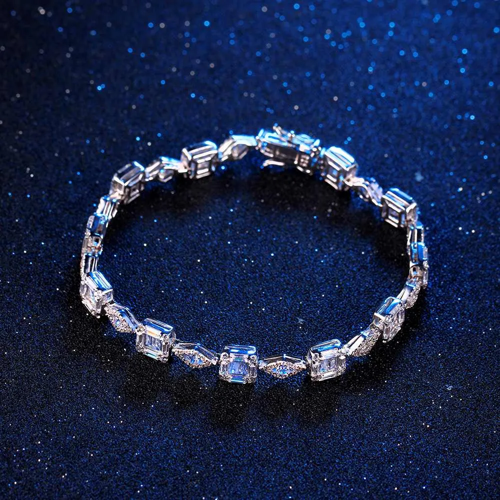 Round and Marquise Zircon White Gold Plated Bracelet for Women