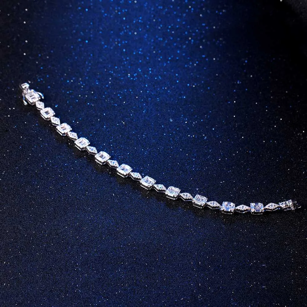 Round and Marquise Zircon White Gold Plated Bracelet for Women