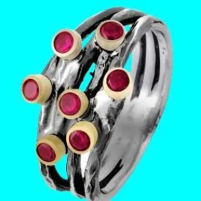 Ruby Ring Jewelry, vintage rings sterling silver and 9kt Gold Ring.