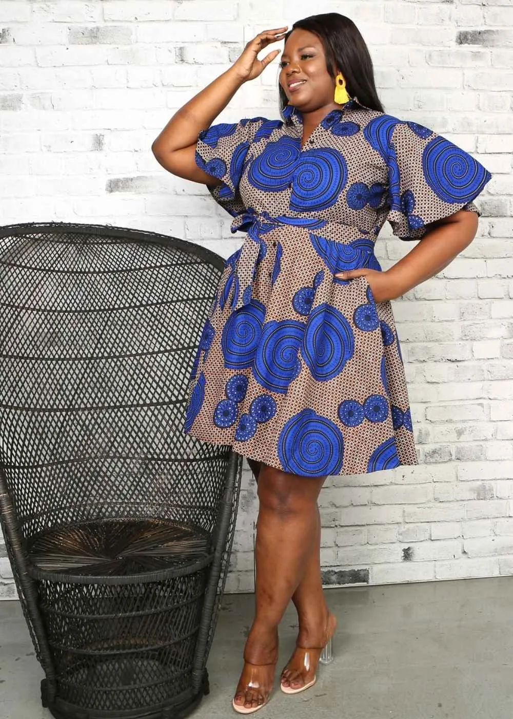 Sabrina Short Sleeve Flared African Print Dress For Women- African Dress