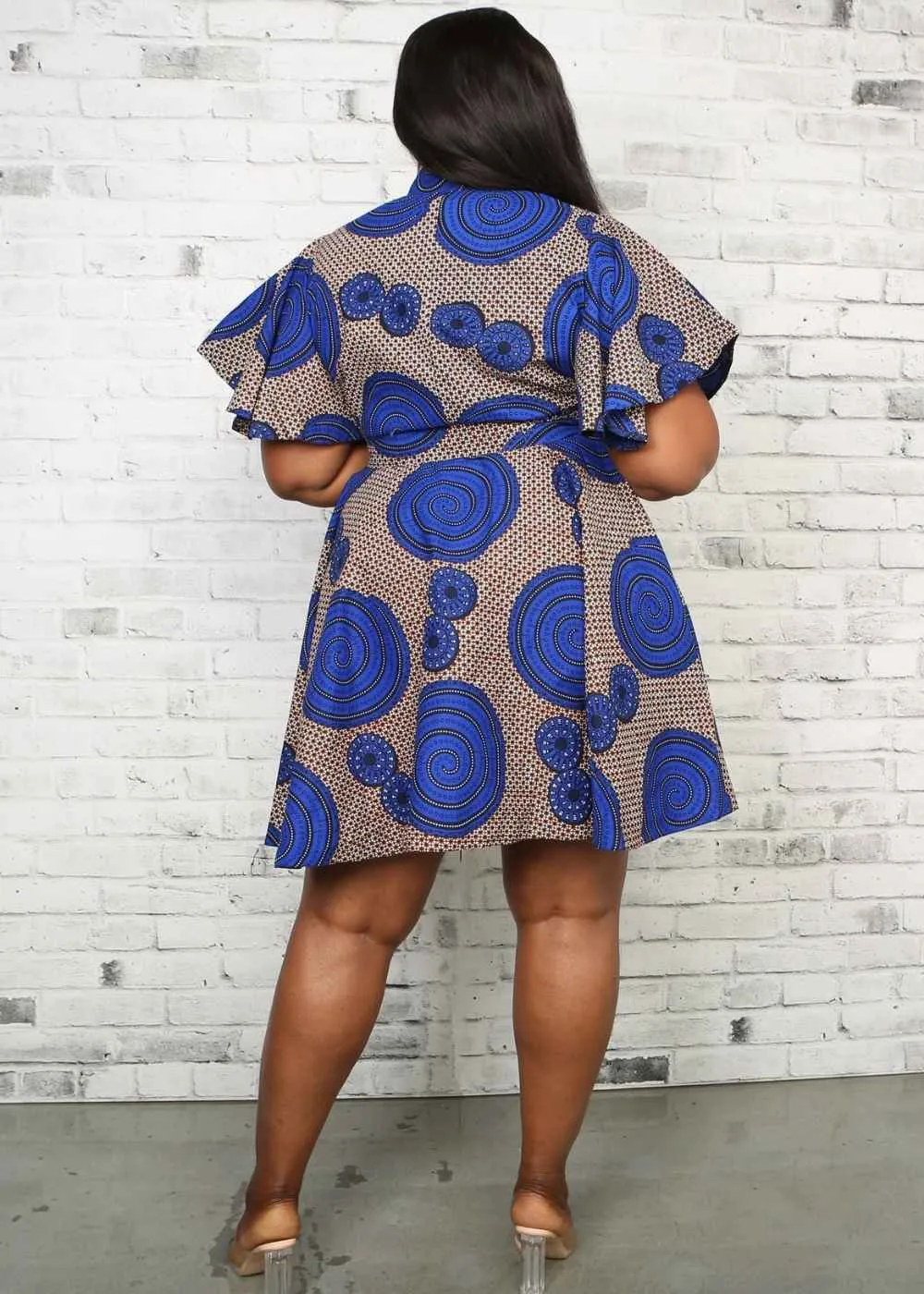 Sabrina Short Sleeve Flared African Print Dress For Women- African Dress