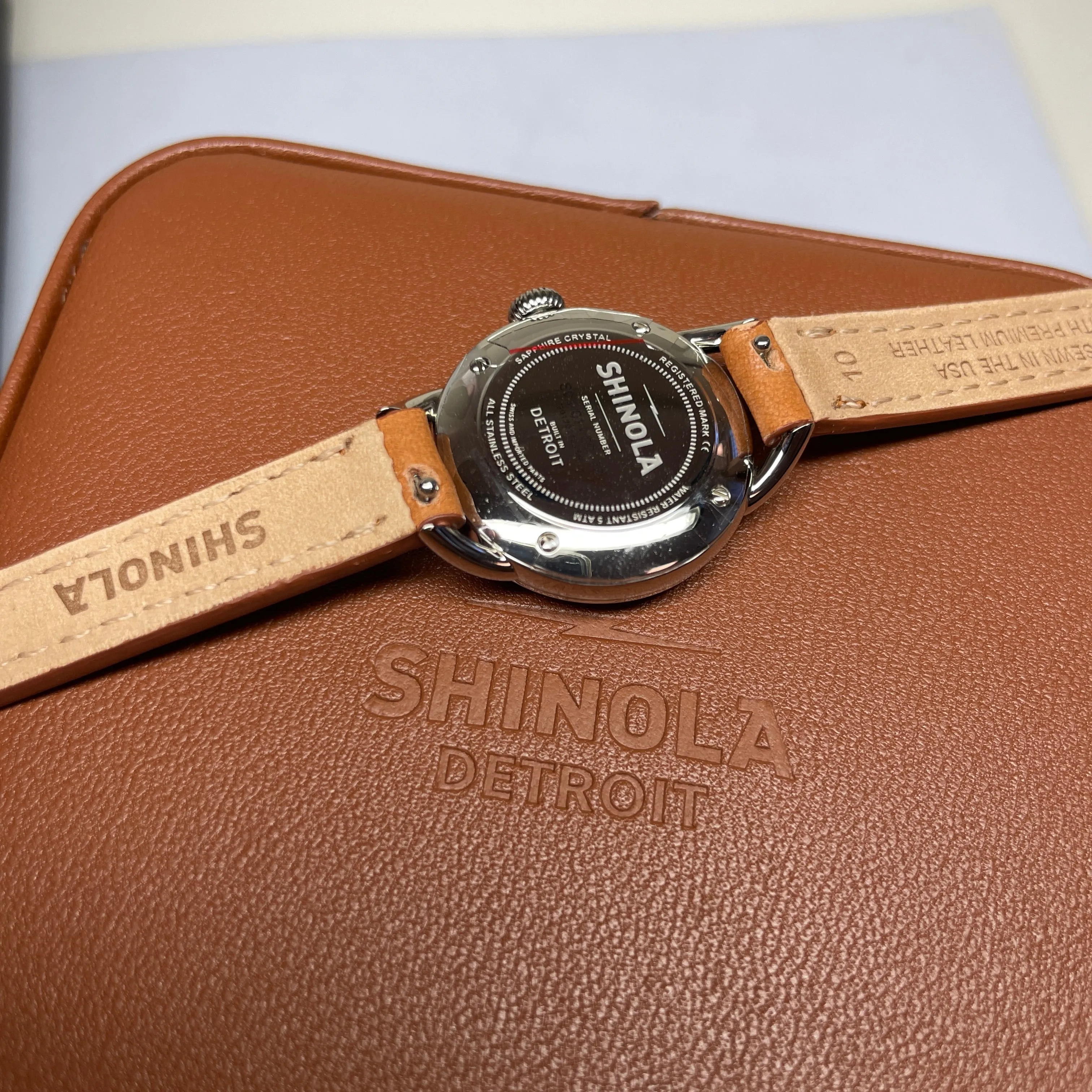 Shinola Runabout Mini 25mm Navy Blue Watch Bourbon Strap S0120273246