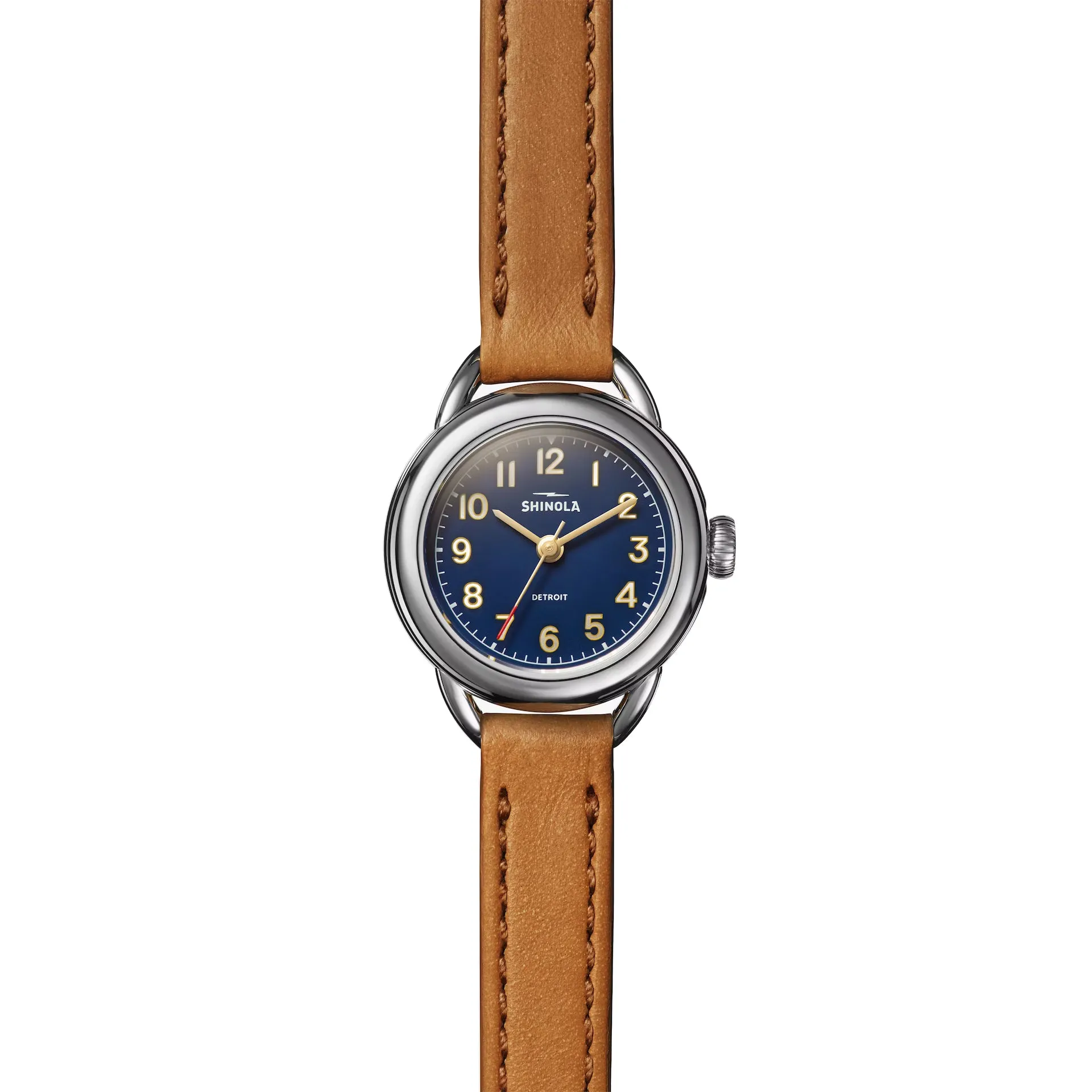 Shinola Runabout Mini 25mm Navy Blue Watch Bourbon Strap S0120273246