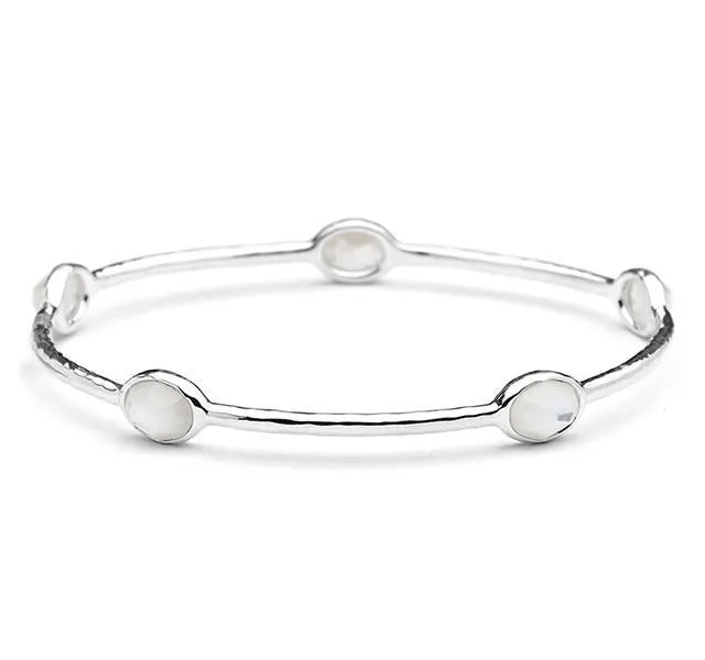 Silver 5-Stone Bangle in Mother-of-Pearl