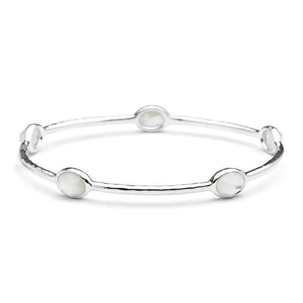 Silver 5-Stone Bangle in Mother-of-Pearl