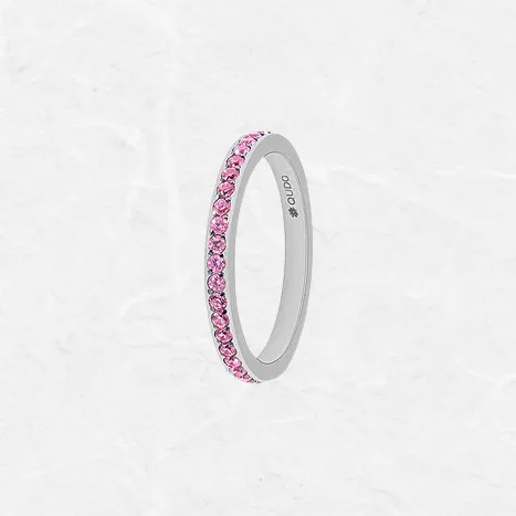 Silver Qudo Pink Crystal Eternity Ring