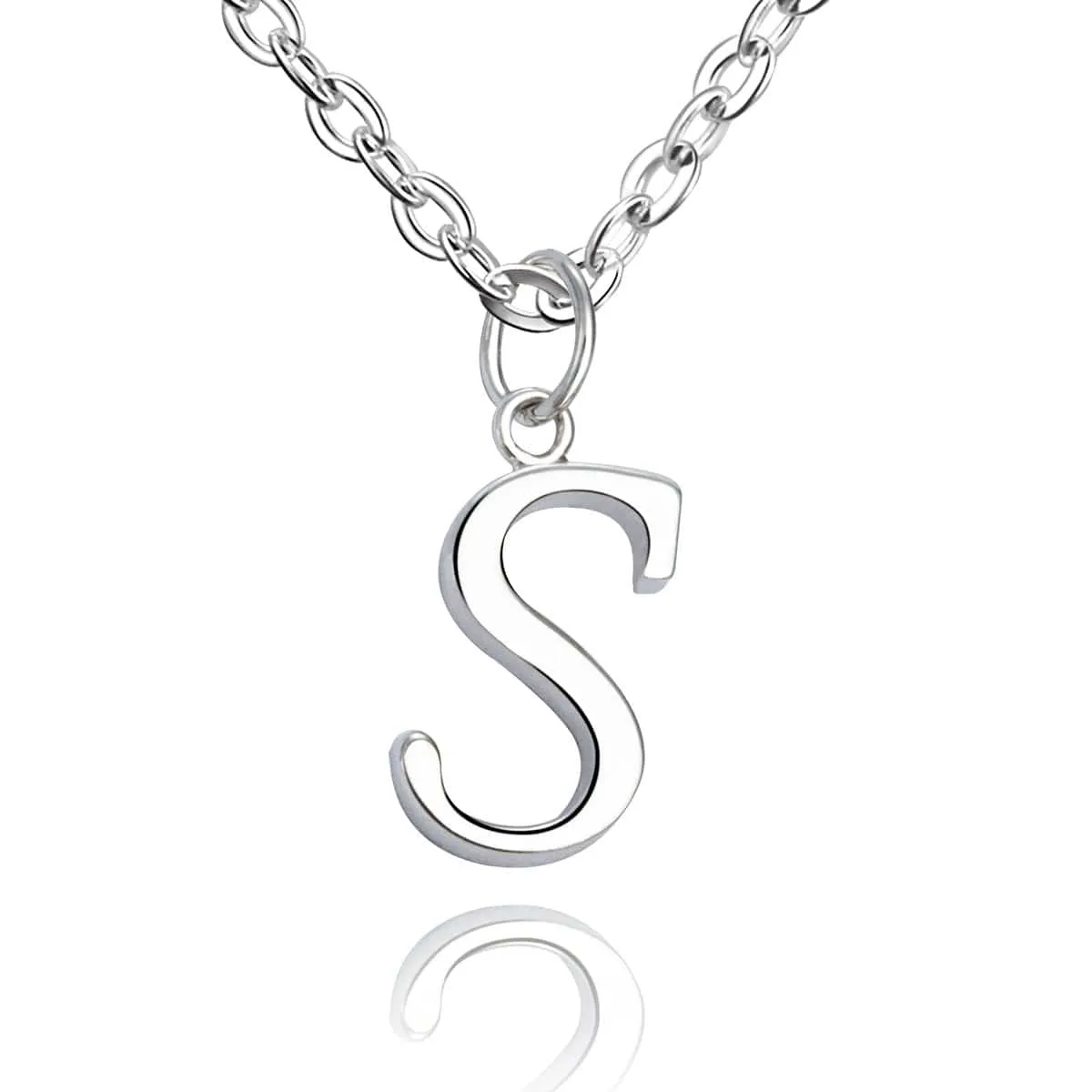 Simple Initial Necklaces Sterling Silver, 16-18