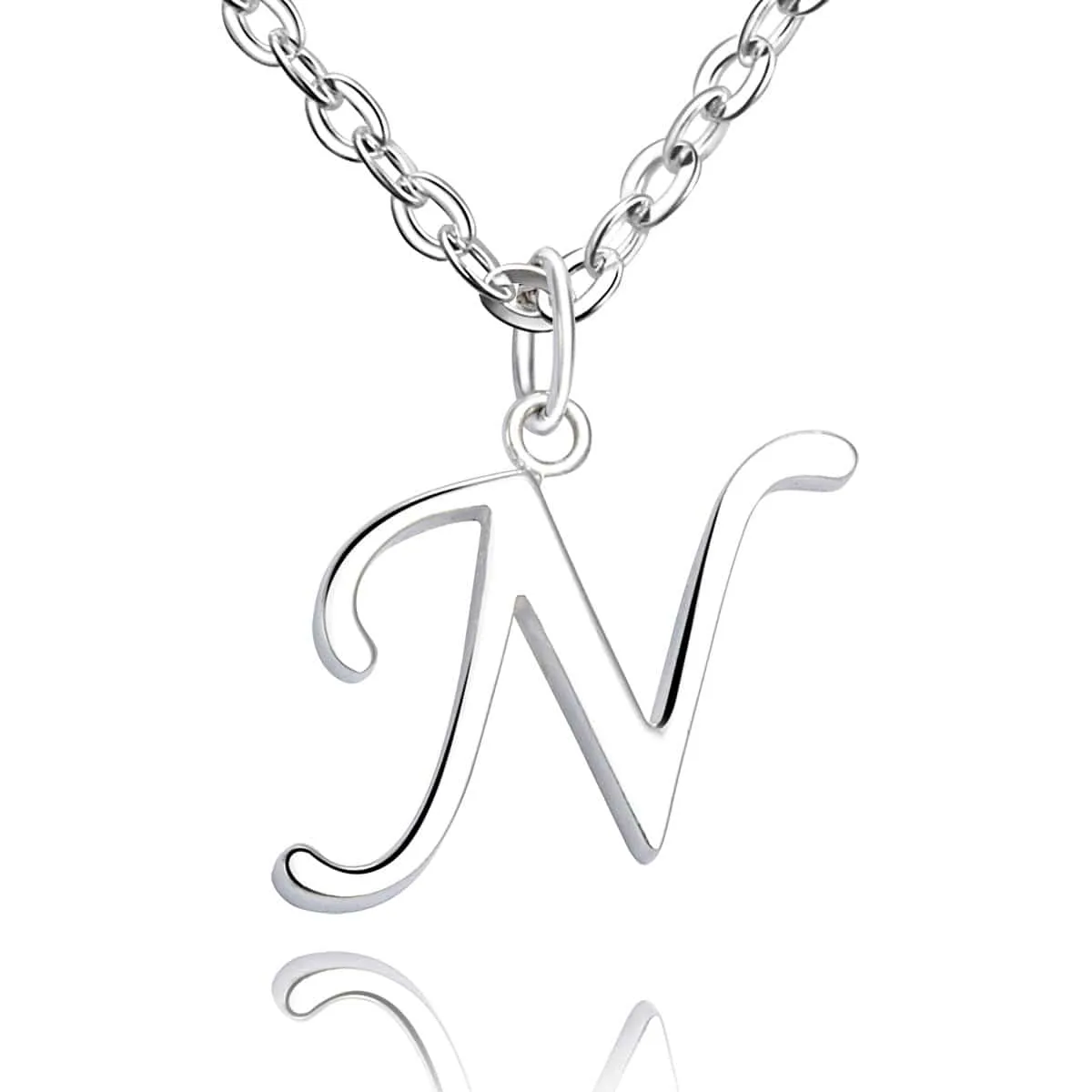 Simple Initial Necklaces Sterling Silver, 16-18