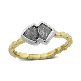 Skinny Pebbles Ring with Geo cut salt & pepper diamonds