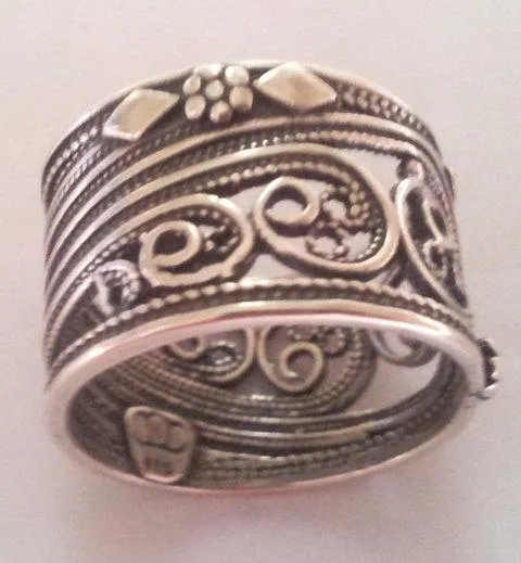 Sterling silver ring , Hippie Rings filigree handcrafted Israeli designer,  bohemian ring, chic ring