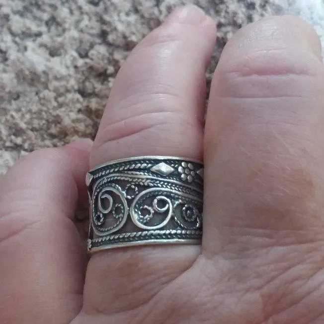 Sterling silver ring , Hippie Rings filigree handcrafted Israeli designer,  bohemian ring, chic ring