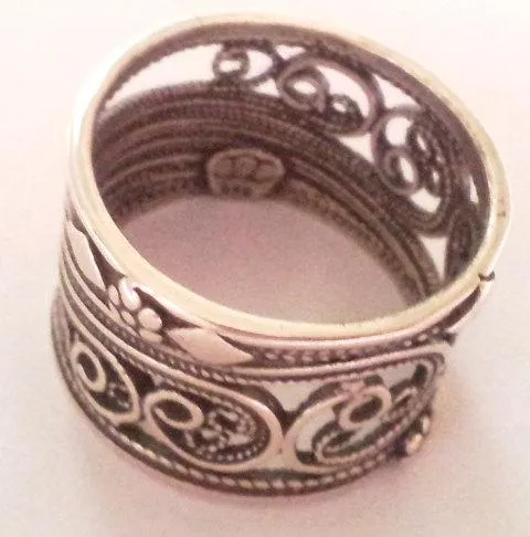 Sterling silver ring , Hippie Rings filigree handcrafted Israeli designer,  bohemian ring, chic ring