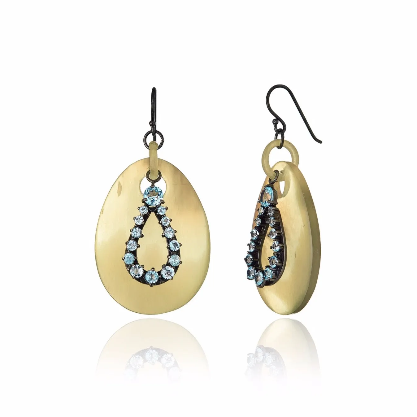 Sterling Silver Statement Earrings with Blue Topaz