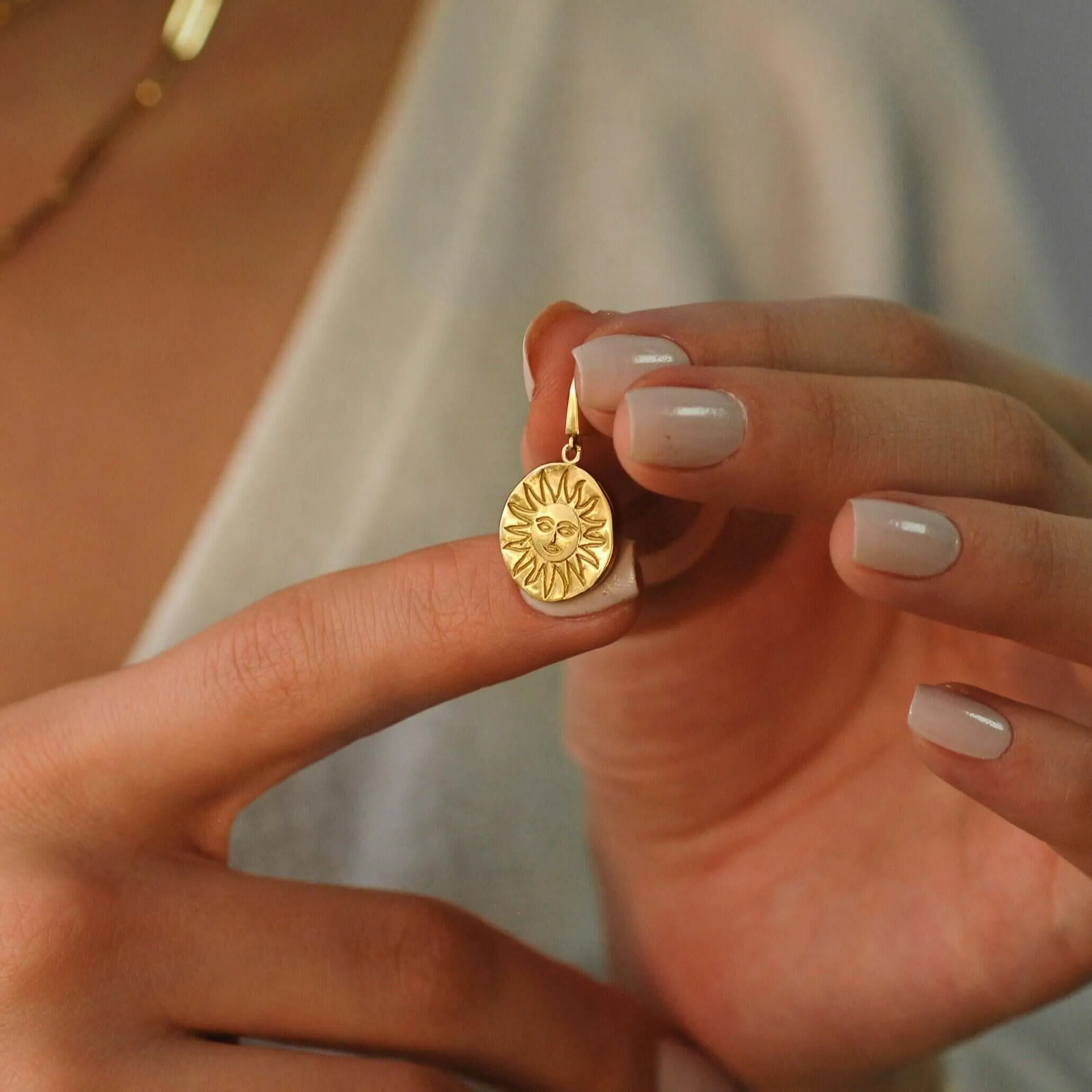 Sun Charm | 14K Solid Gold