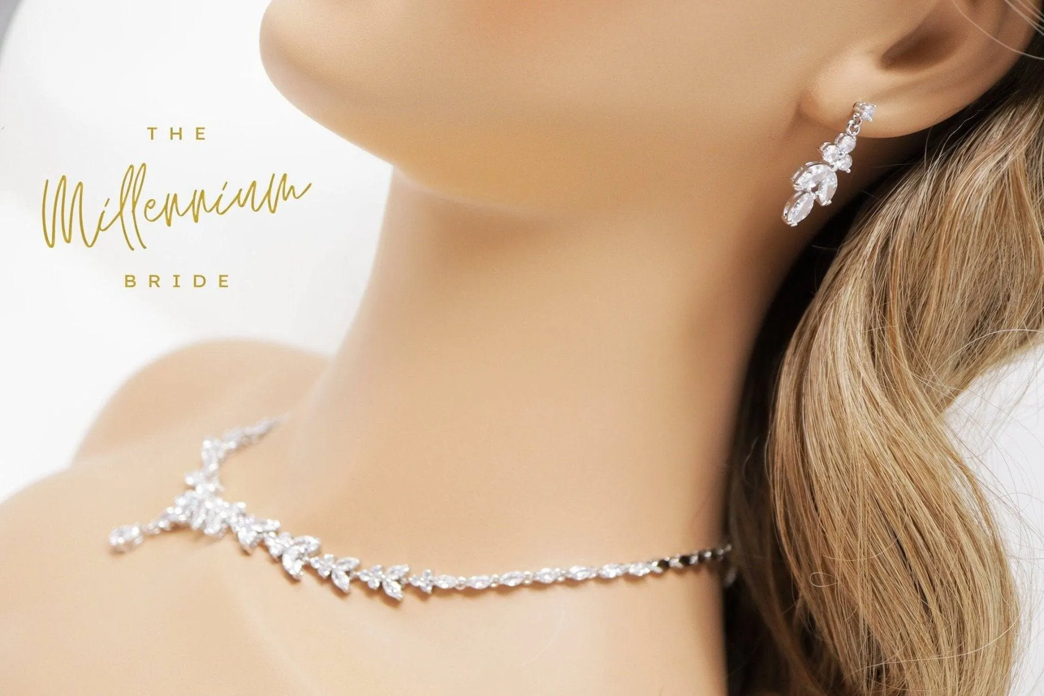 Swarovski Crystal Luxury Flower Diamond/Crystal Necklace, Bridal Necklace Set, Bridal Jewelry, Statement Necklace