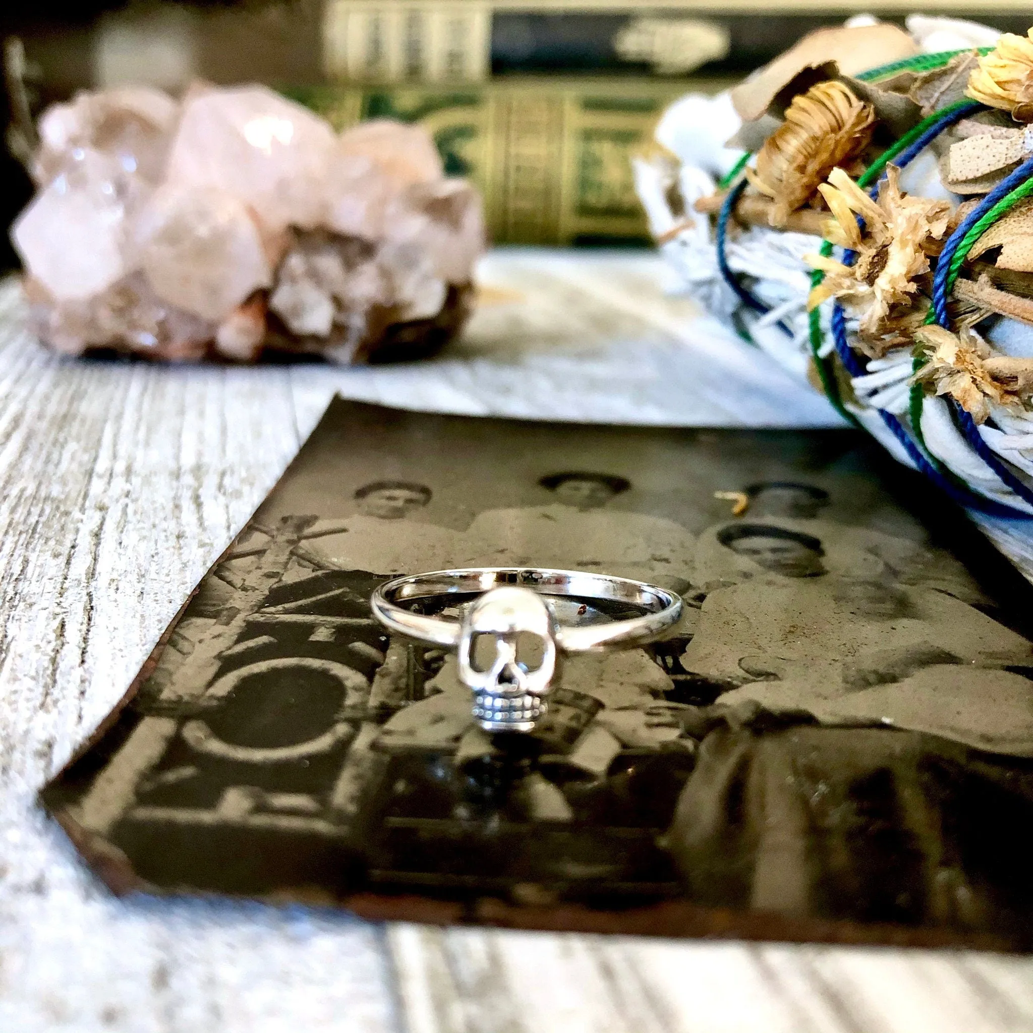 Tiny Talismans Collection- Tiny Skull Ring in Sterling Silver / Curated  Collection