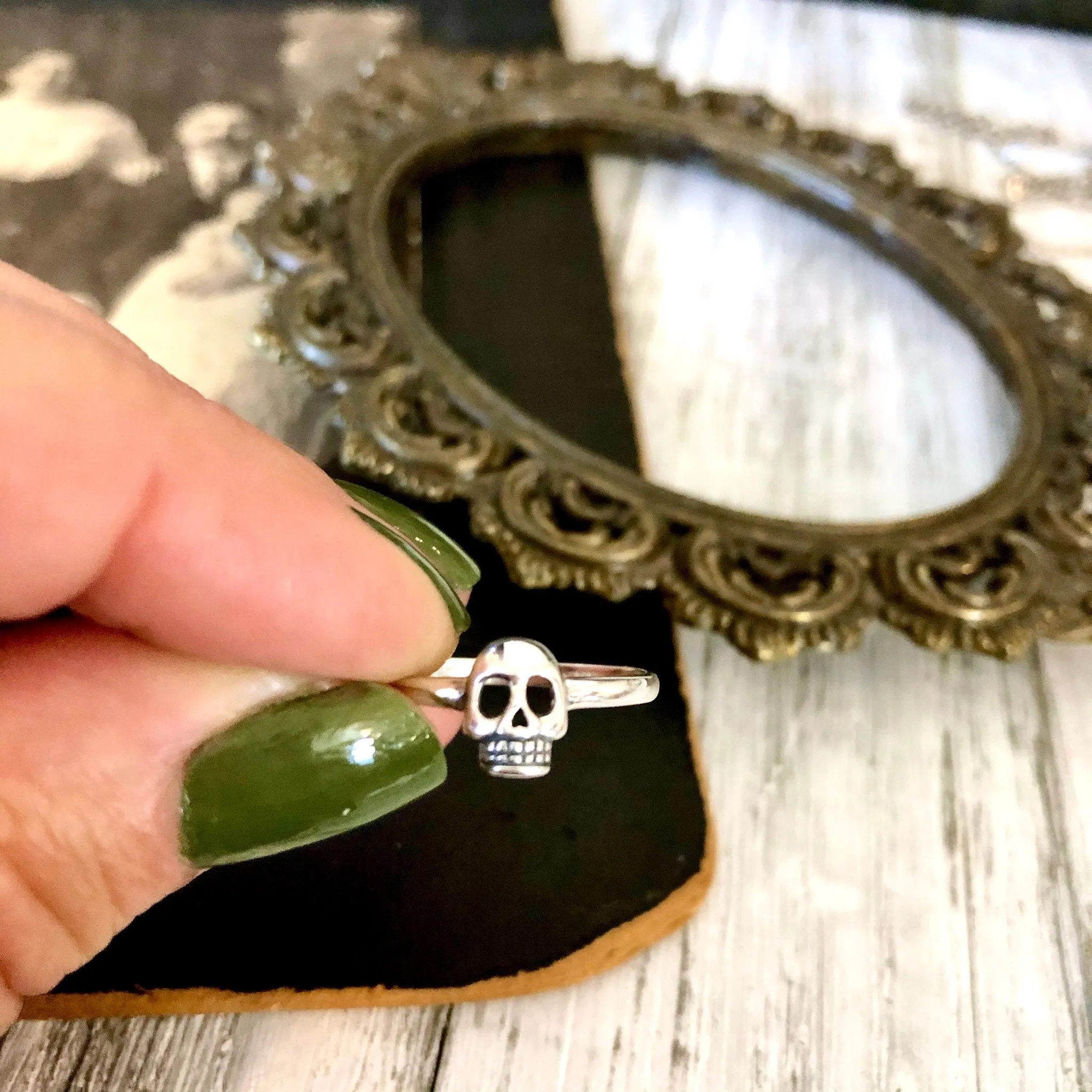 Tiny Talismans Collection- Tiny Skull Ring in Sterling Silver / Curated  Collection