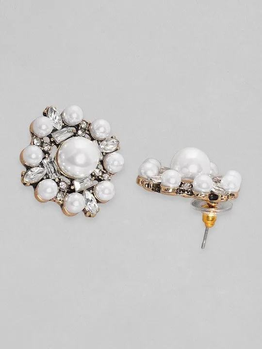 TOKYO TALKIES X Rubans Oxidized plated pearl studded statement stud earrings