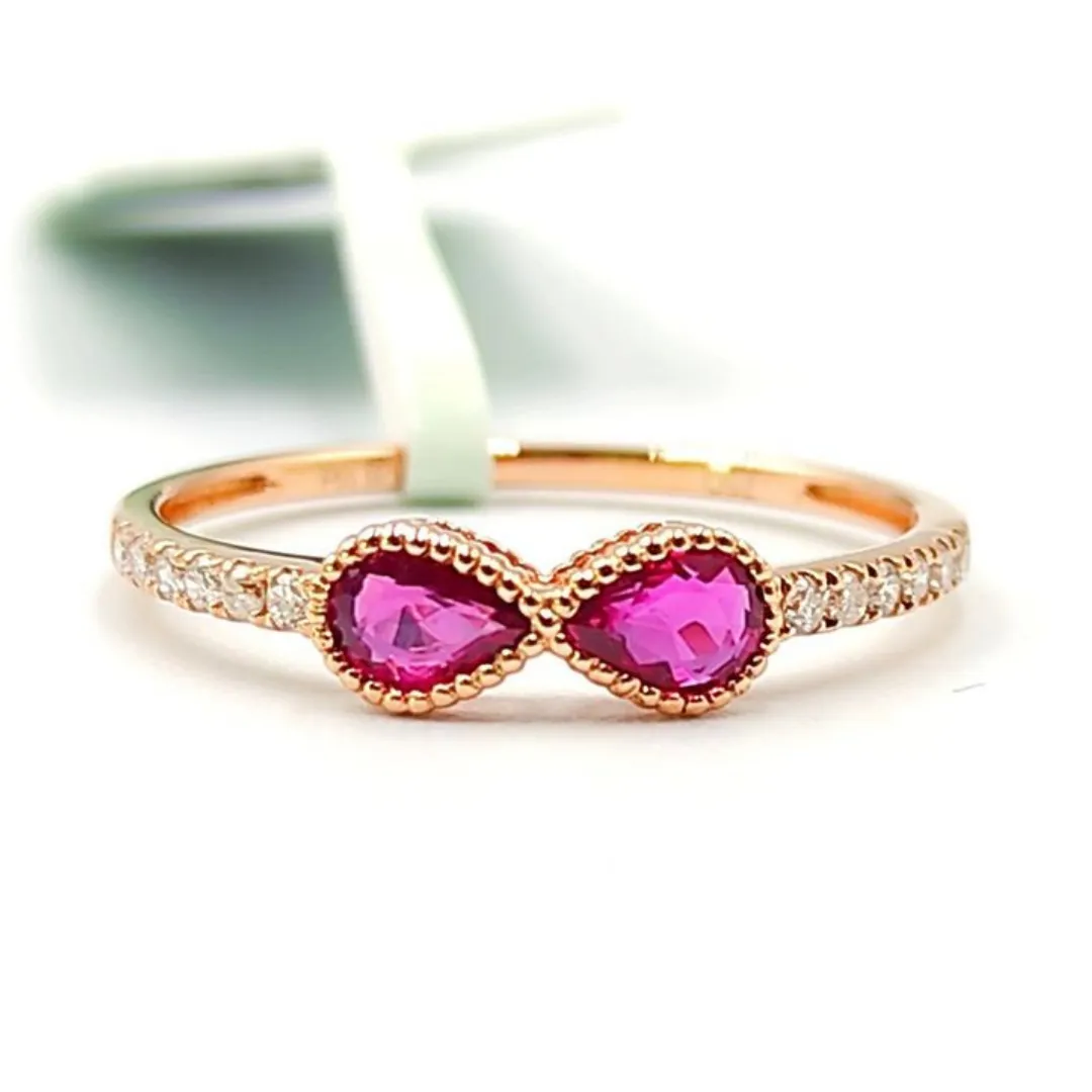 Tourmaline Infinity Diamond Ring 18K Rose Gold