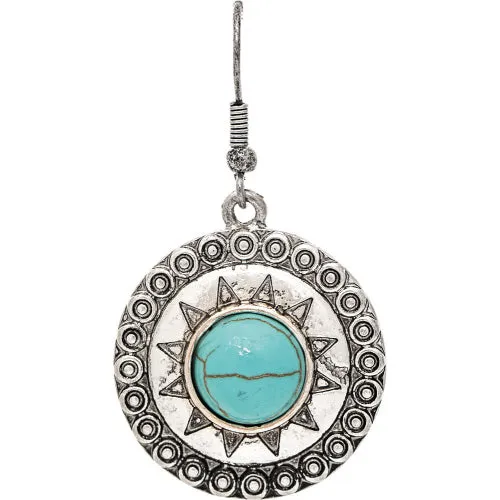 Turquoise Sun Medallion Earring