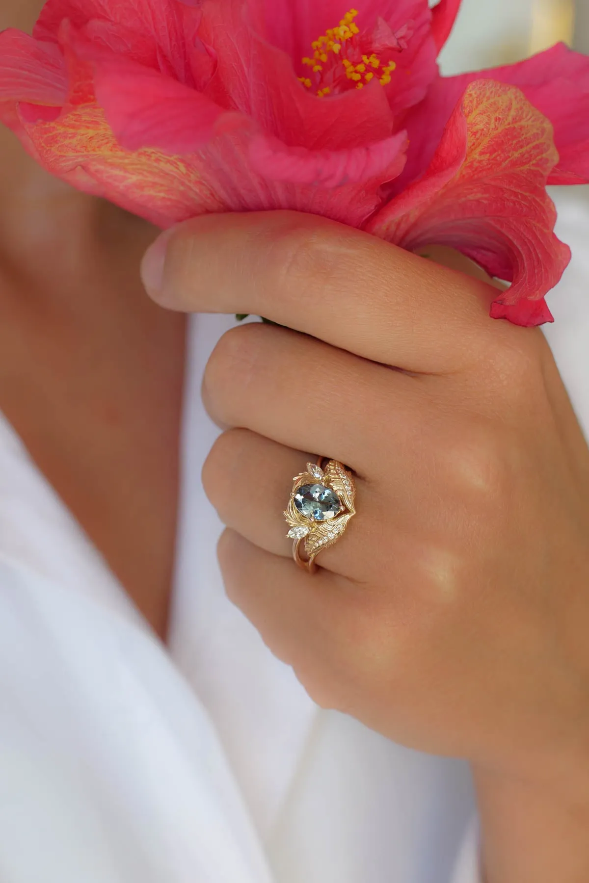 Unique gemstone engagement ring, tanzanite gold ring / Adonis