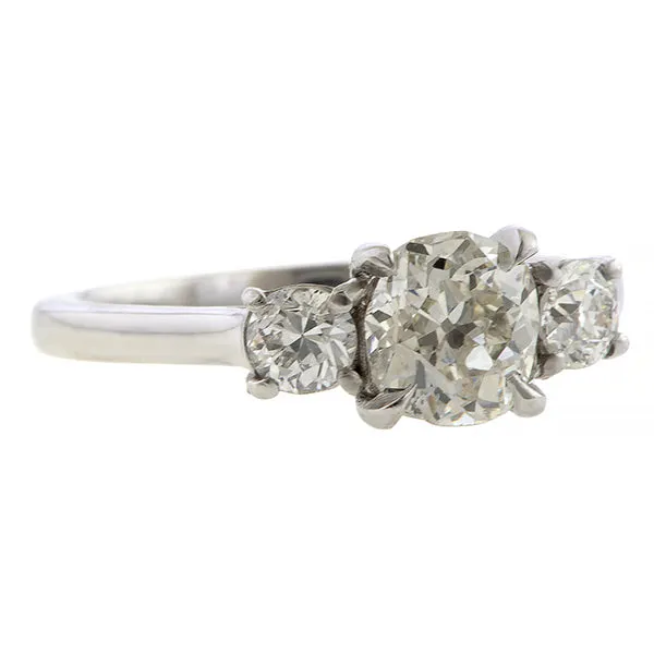 Vintage Three Stone Engagement Ring, Old Mine 0.95ct.