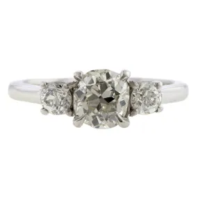 Vintage Three Stone Engagement Ring, Old Mine 0.95ct.