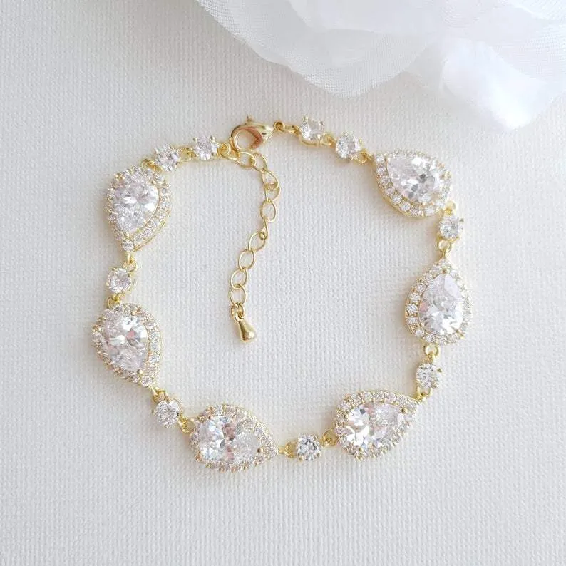 Wedding Day Crystal Bracelet in Rose Gold for Brides-Emma