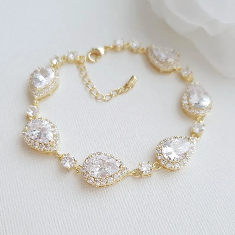 Wedding Day Crystal Bracelet in Rose Gold for Brides-Emma