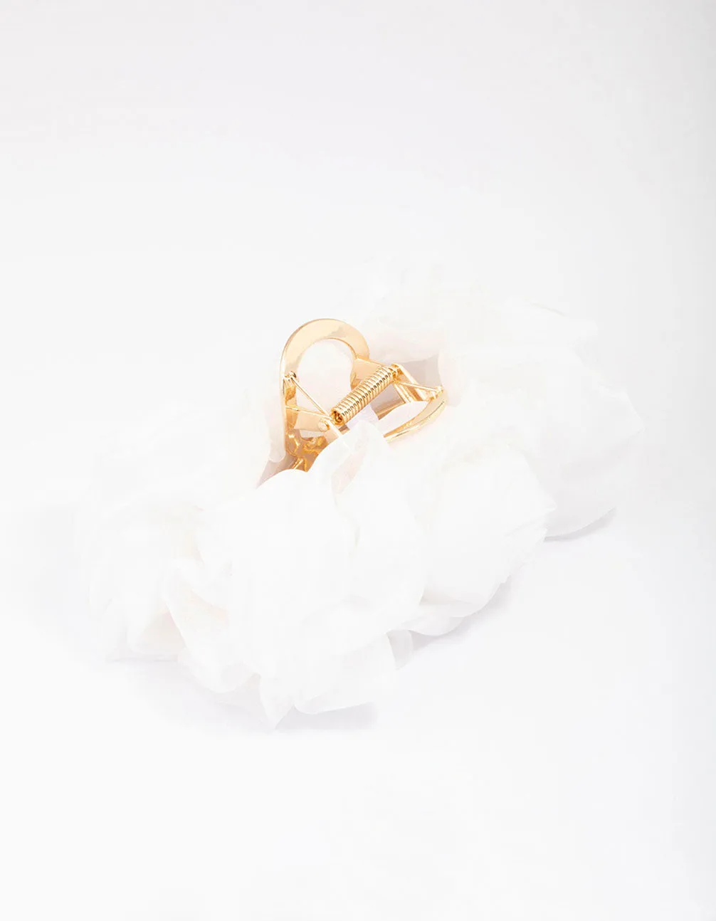 White Fabric Flower Hair Claw Clip