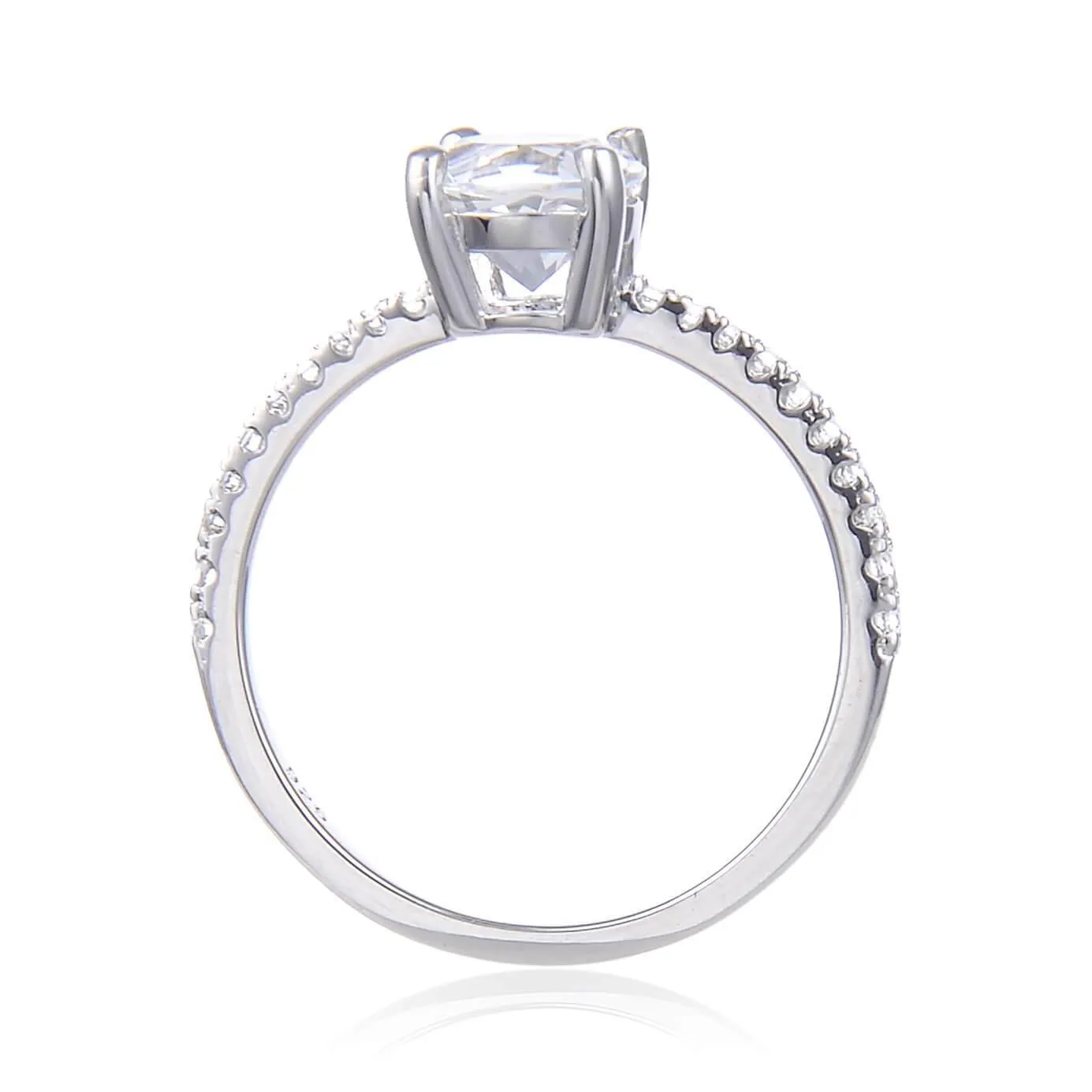 White Topaz Pave Engagement Ring