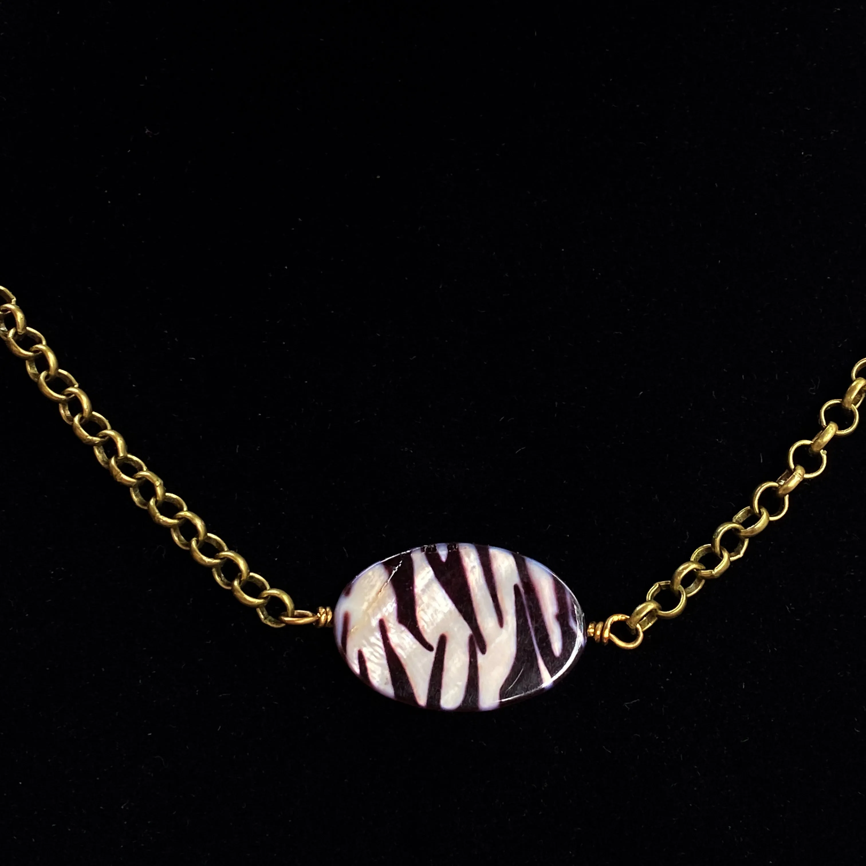 Zebra Print Mother of Pearl Choker/Necklace