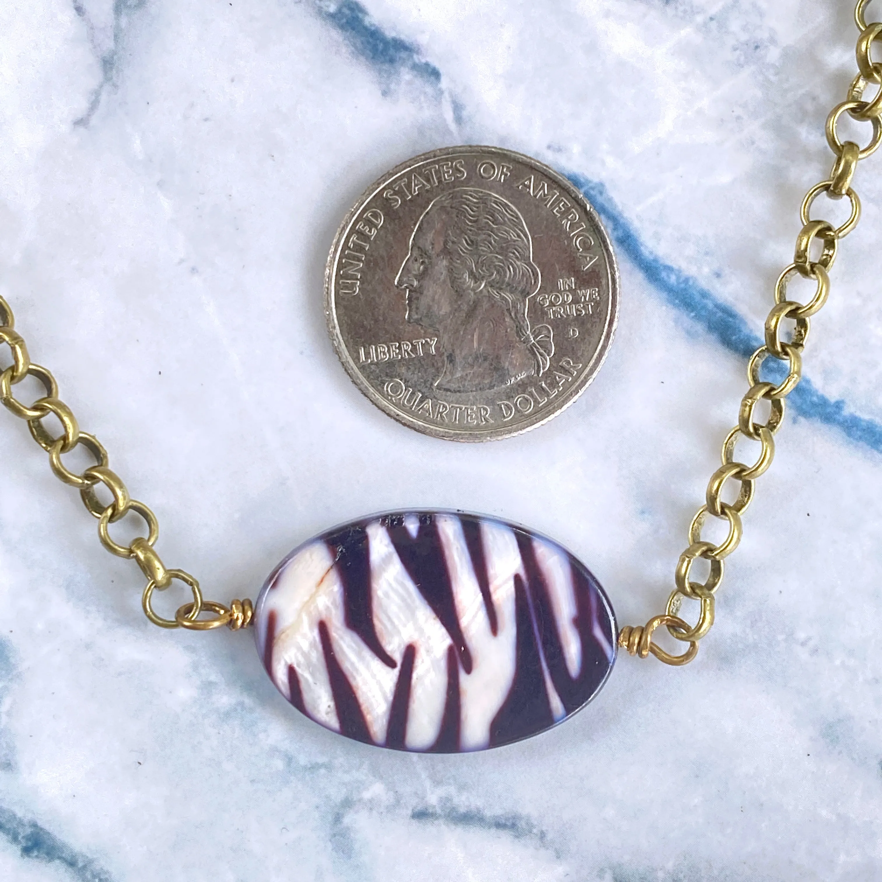 Zebra Print Mother of Pearl Choker/Necklace