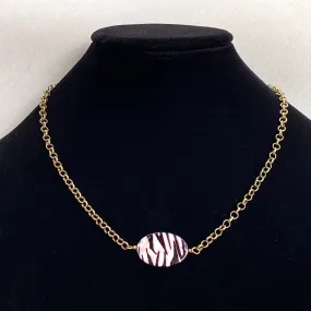 Zebra Print Mother of Pearl Choker/Necklace